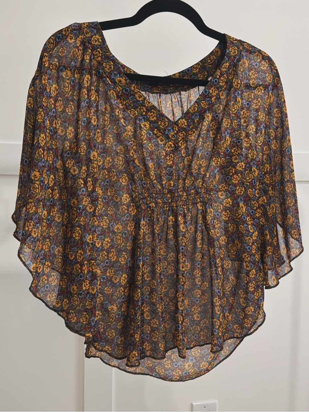 Forever 21 Vintage Sheer Boho Floral Blouse flowy festival top